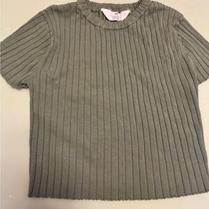 H&M Olive Ribbed Knit Top